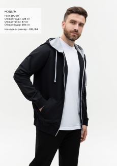 Толстовка мужская STAN с капюшоном на молнии футер без начёса 260, 61