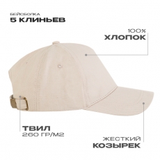 Бейсболка STAN 5 клиньев хлопок, 260, 112