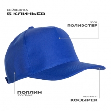 Бейсболка STAN 5 клиньев полиэстер 150, 10P