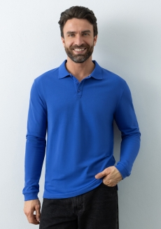 Рубашка поло унисекс STAN длинный рукав хлопок/полиэстер 185, 104S