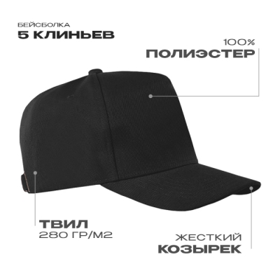 Бейсболка STAN 5 клиньев полиэстер 280, 20